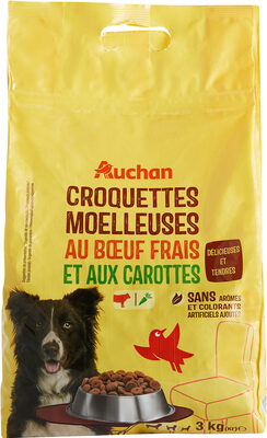 Auchan Croquette moelleuse chien adulte boeuf frais et aux carottes