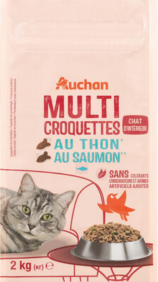 Auchan MultiCroquettes Chat d'intérieur Au Thon* Au Saumon **